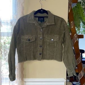 Corduroy Green Cropped Jacket
